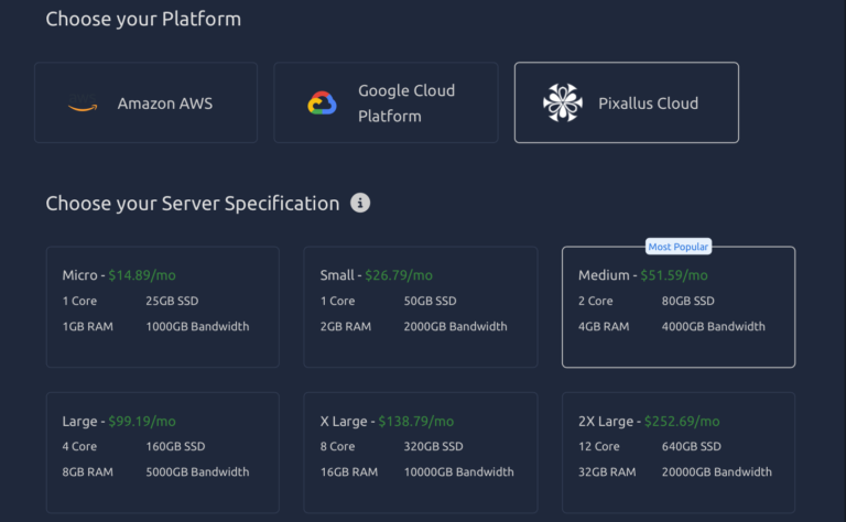 Pixallus Cloud - Build Your Server - ControlPanel -[cp.pixallus.com]